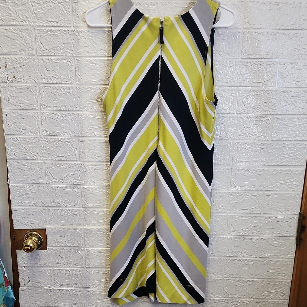 Milly Lime, Black & Cream Chevron Midi Dress - Picture 9 of 10
